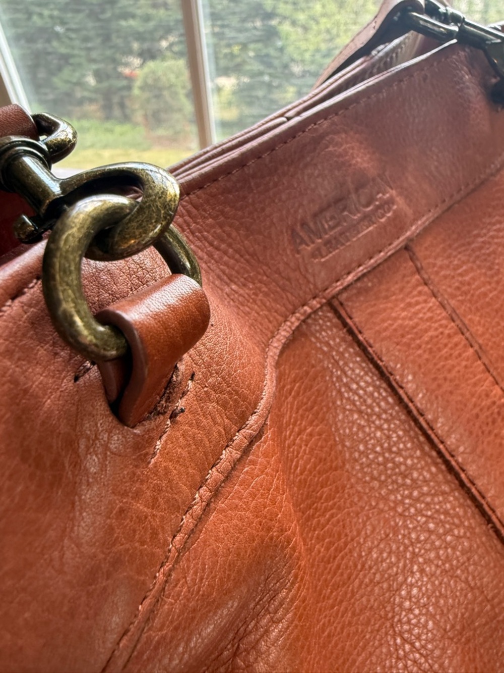 American Leather Company Triple Entry Leather Satchel - Picture 6 of 16